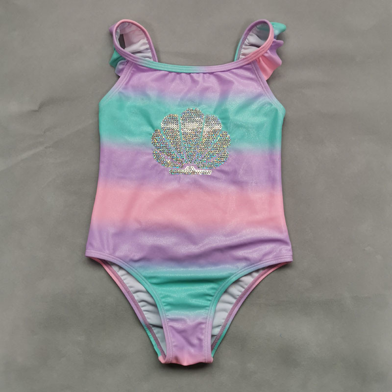 Girls One Piece Swimsuit With Sequin Print