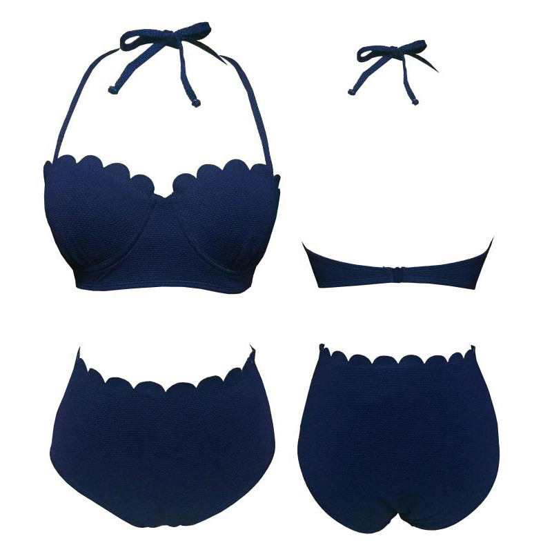 STOCK!! WOMEN'S NAVY Bikini wired PUSH UP with LACED edge FULL SIZE