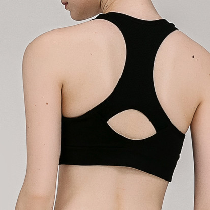 Top Quality Custom logo black women's workout sports bra with racer back Wholesale-Highgrade Sportswear