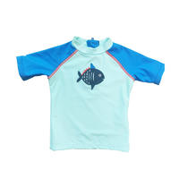 Solid Short Sleeves Surf Boys’ Rashguard with UPF 50+ Sun Protection, Zipper at center back