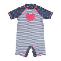 Short Sleeves One-Piece Baby/Infant's Rashguard with UPF 50+ Sun Protection, Embroider at center front, zipper at center back