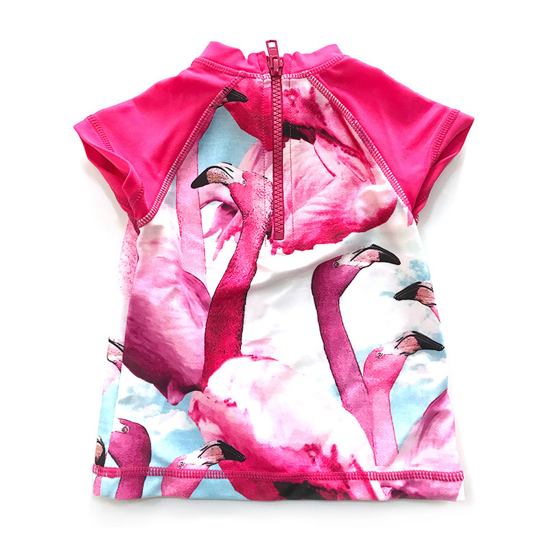 Short Sleeves Digital print Surf Girls’/Children's Rashguard with UPF 50+ Sun Protection, zipper at center back